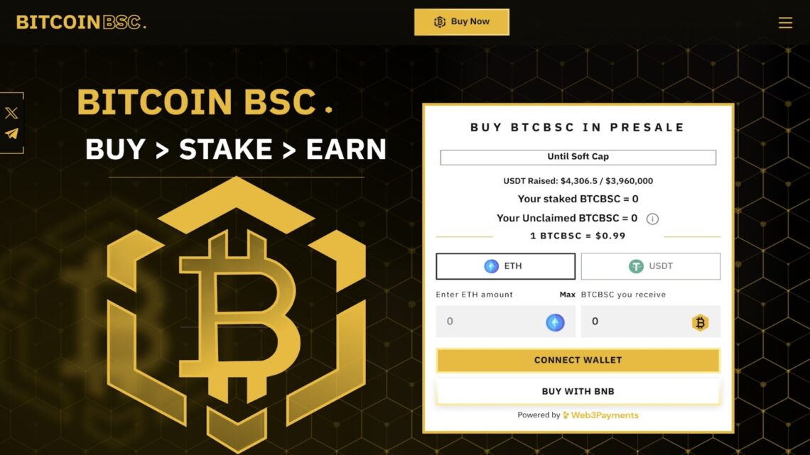 Bitcoin BSC Token Starts Presale - Greener Version Of BTC With High APY Staking 