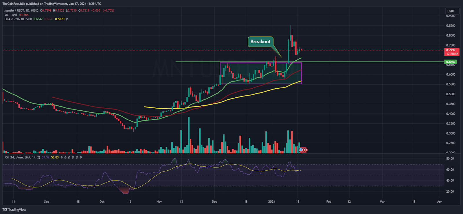 Mantle Coin Price Displays a Breakout; Will It Reach $1?