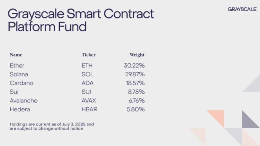 Grayscale Smart Contract Platform Fund Weightage | Source: Grayscale