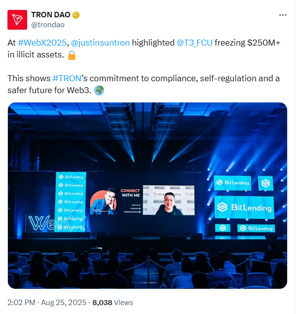 Tron Commitment to Crypto Crime Fighting | Source: Tron DAO