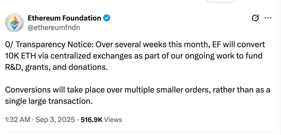 Ethereum Foundation Making The Announcement | Source: X