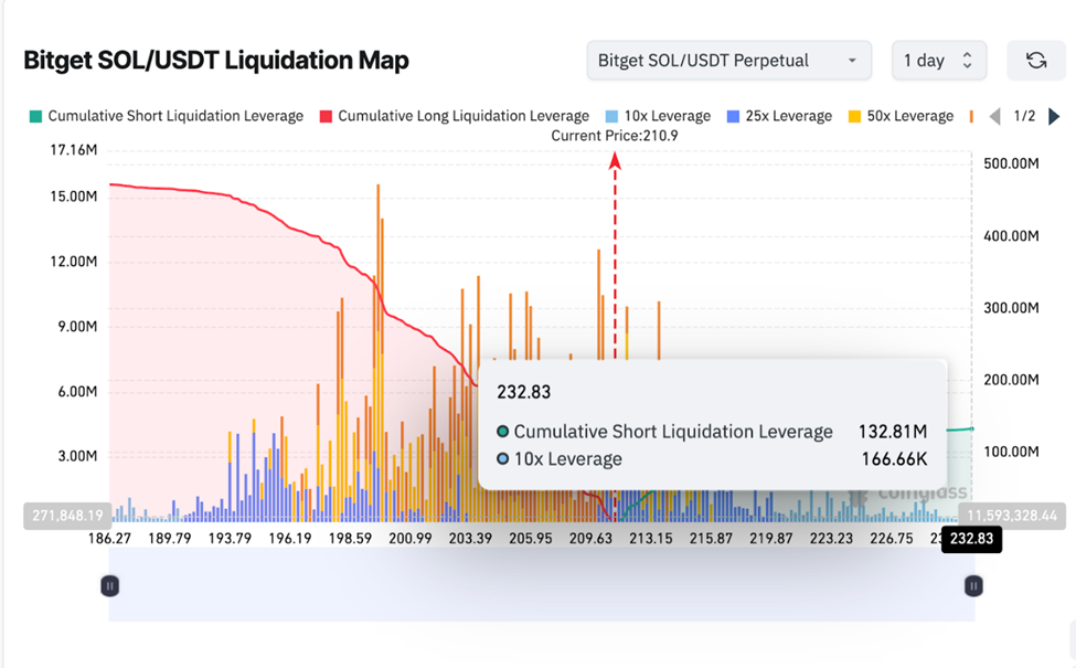 Solana Price And Long Leverage | Source: CoinGlass