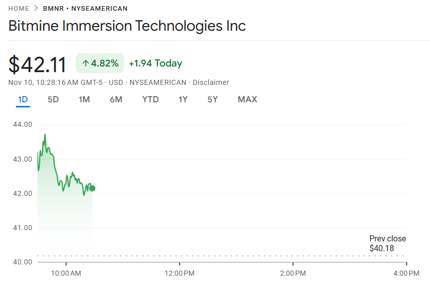 Прогноз акций BitMine | Источник: Google Финансы.