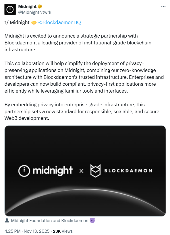 Новости Кардано: Партнерство Blockdaemon | Источник: Полуночная сеть.