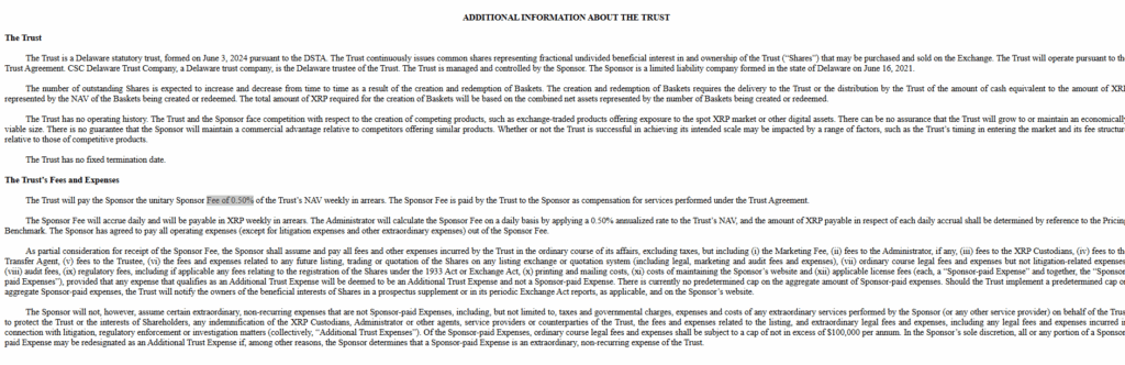 21Shares XRP ETF Discloses Fee | Source: US SEC Filing