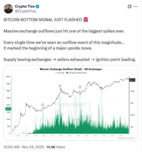 Señal de que Bitcoin ha tocado fondo | Fuente: Cripto Tice