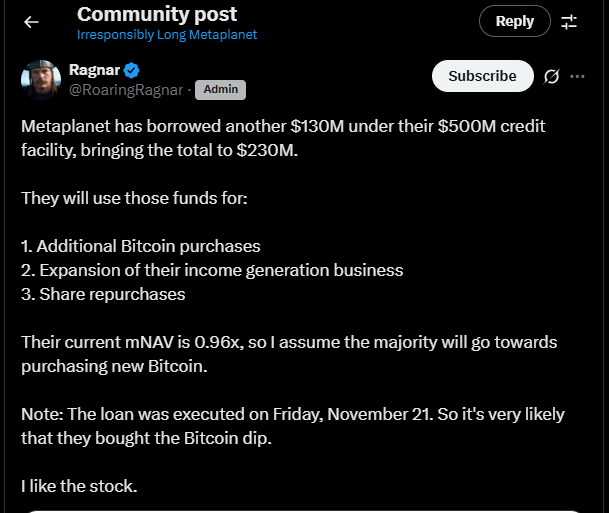 Metaplanet ожидает увеличения накопления биткойнов | Источник: Рагнар Икс