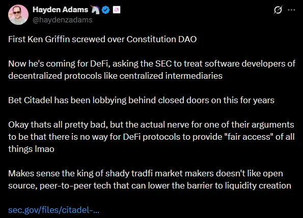 Почему действия Citadel против DeFi сигнализируют о новой битве за токенизацию на Уолл-стрит