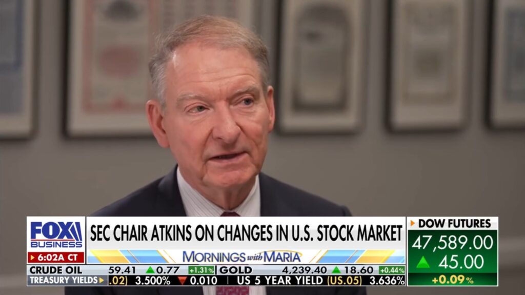 SEC Chair Paul Atkins discussing the future of markets.