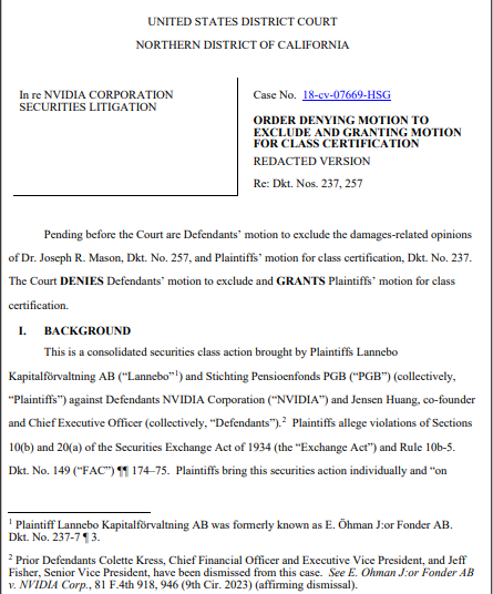 NVIDIA Lawsuit | Source: Court Order