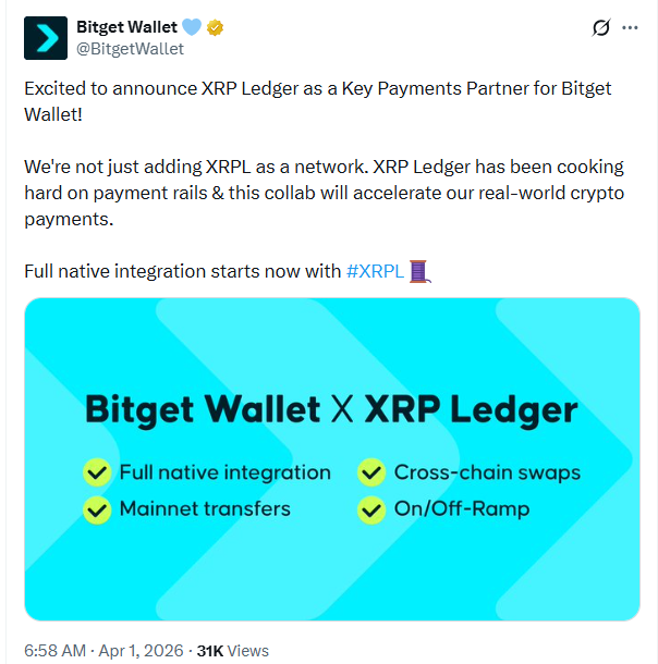 XRP Ledger در Bitget Wallet | منبع: Bitget Wallet