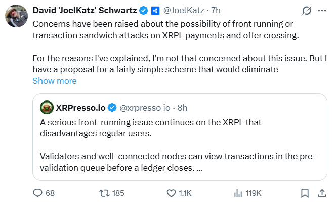 Forslag om front running i XRP Ledger | Kilde: David Schwartz