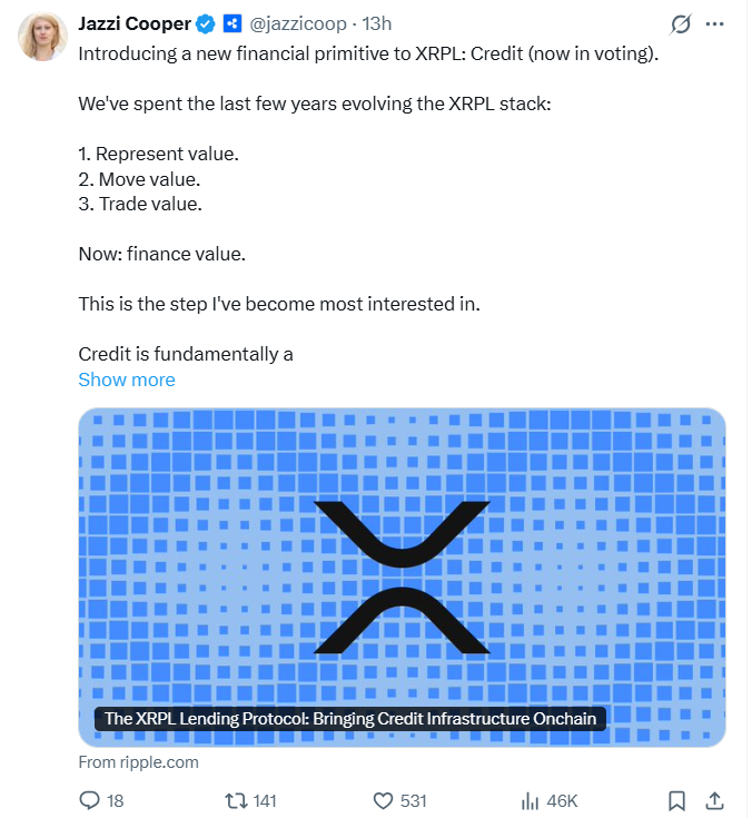 XRP Ledger Lending Protocol Update | Source: Jazzi Cooper