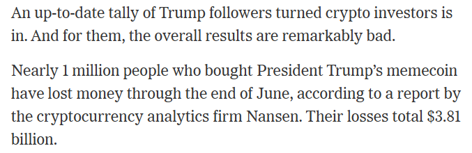 Trump memecoin analysis | Source: NY Times