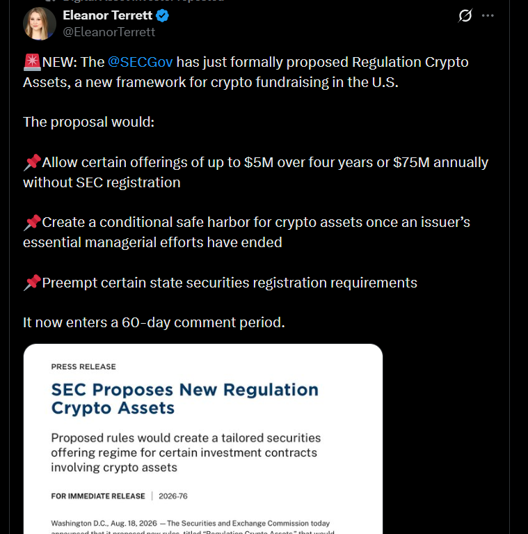 US SEC Proposes New Crypto Regulation | Source: X