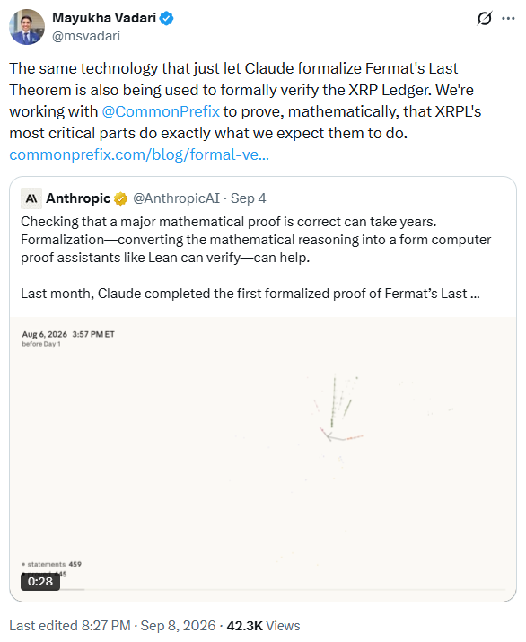 XRP Ledger and Claude AI Tech Correlation | Source: Mayukha Vadari